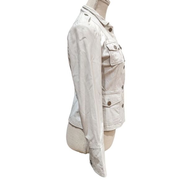 Tory Burch Women's Genuine Leather Utility Military Jacket in White Size 2 - Picture 3 of 11